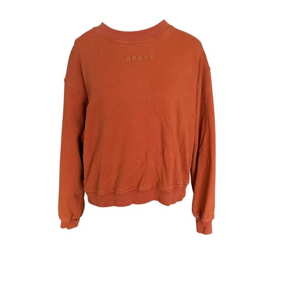 Hervé Orange Sweatshirt Crewneck Cotton Womens Size M - Picture 2 of 7